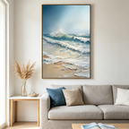 OCEANS EMBRACE:Textured Impasto Crashing Wave Canvas