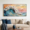 OCEANS EMBRACE: Textured Impasto Ocean Wave Dynamic Movement Canvas