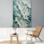 Catching the Wave: Textured Ocean Surf Wall Art Coastal Energy Painting