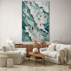 Catching the Wave: Textured Ocean Surf Wall Art Coastal Energy Painting