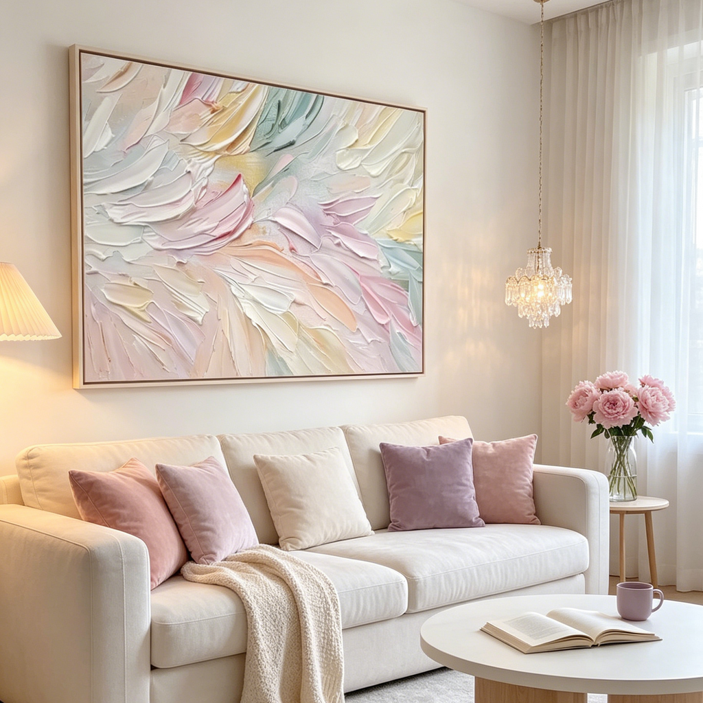 PASTEL DREAM: Soft Blended Hues Impasto Canvas