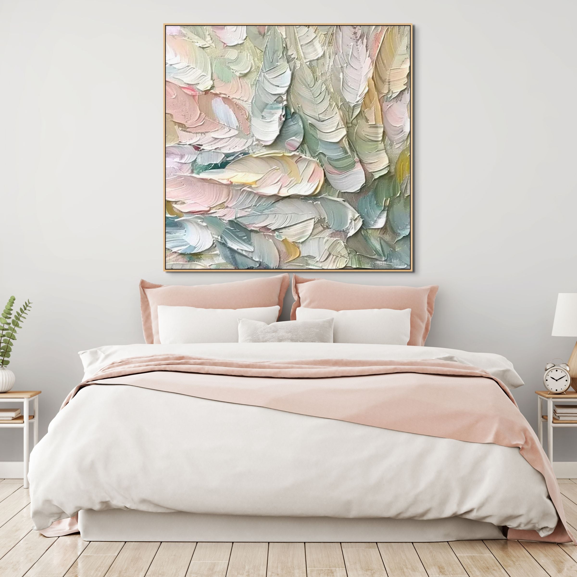 PASTEL FEATHERS: Textured Impasto Dreamy Soft Pastel Hues Canvas
