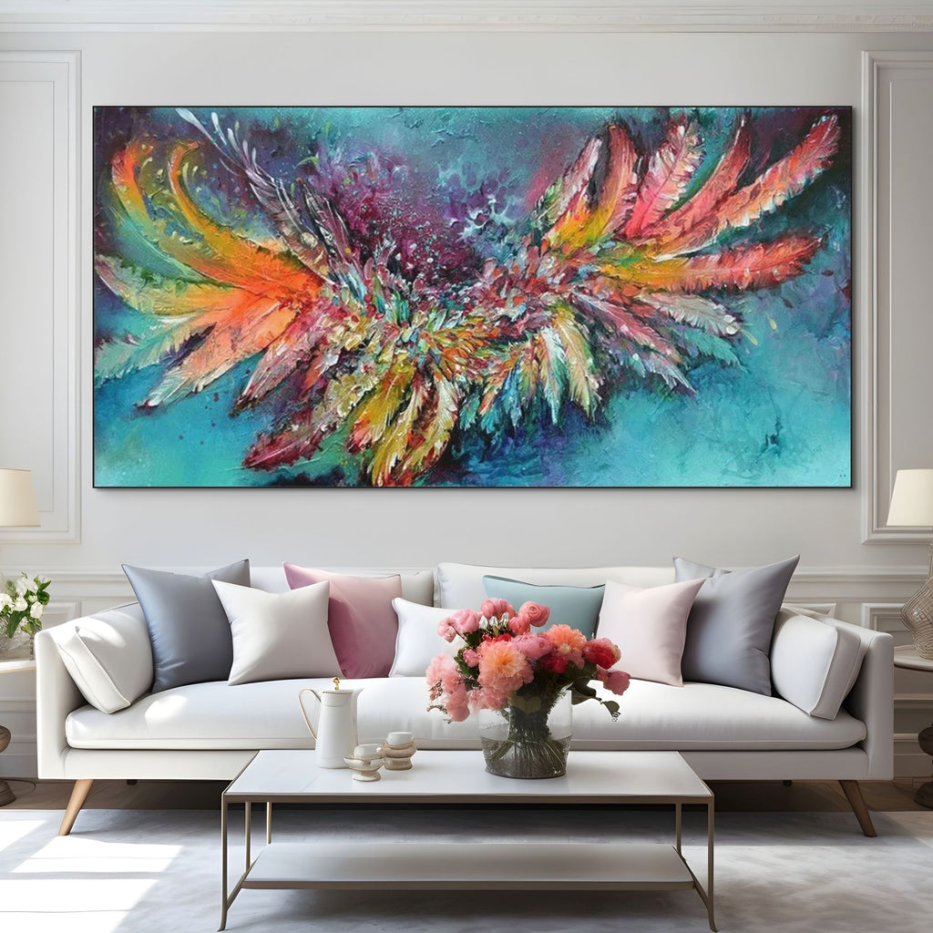 PLUMAGE FIRE: Vibrant Abstract Feather Art