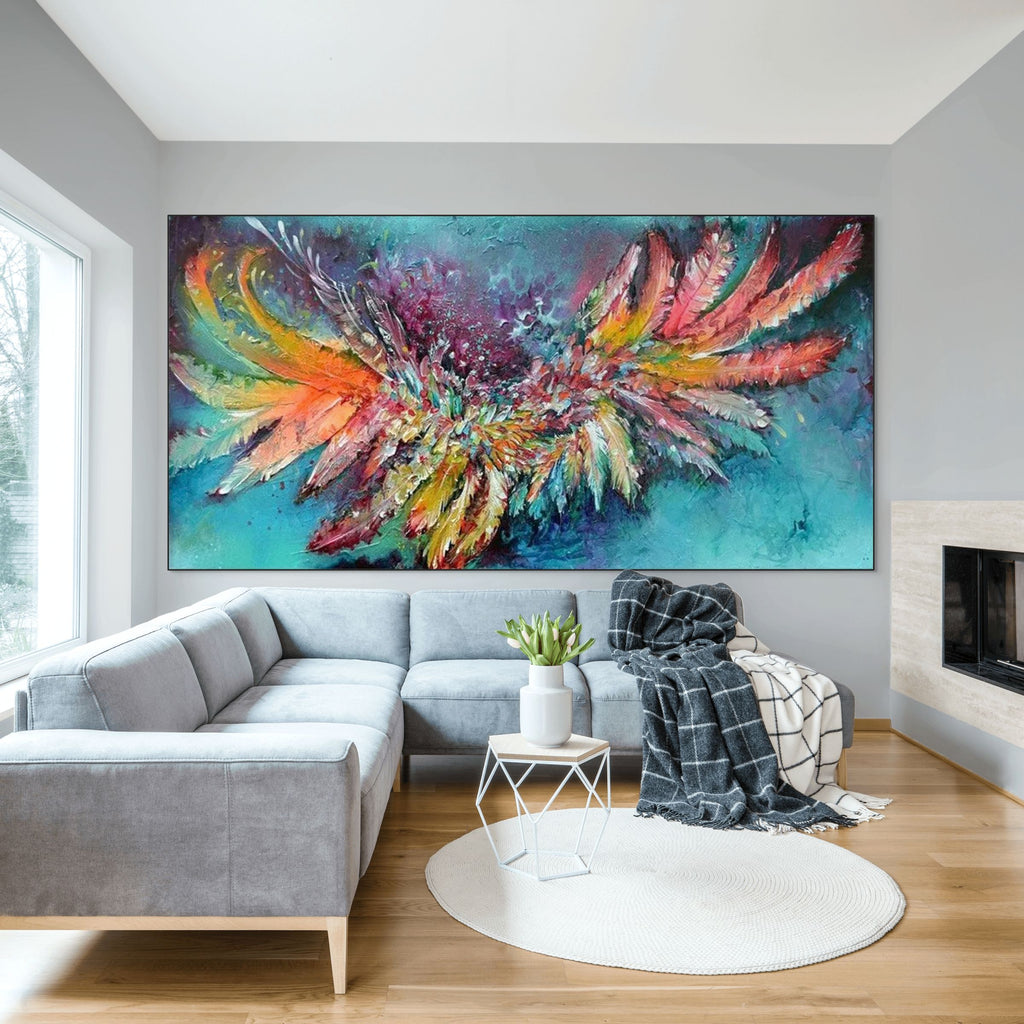 PLUMAGE FIRE: Vibrant Abstract Feather Art