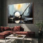 POISED: Textured Minimalist Golf Still Life Painting with Precision Focus