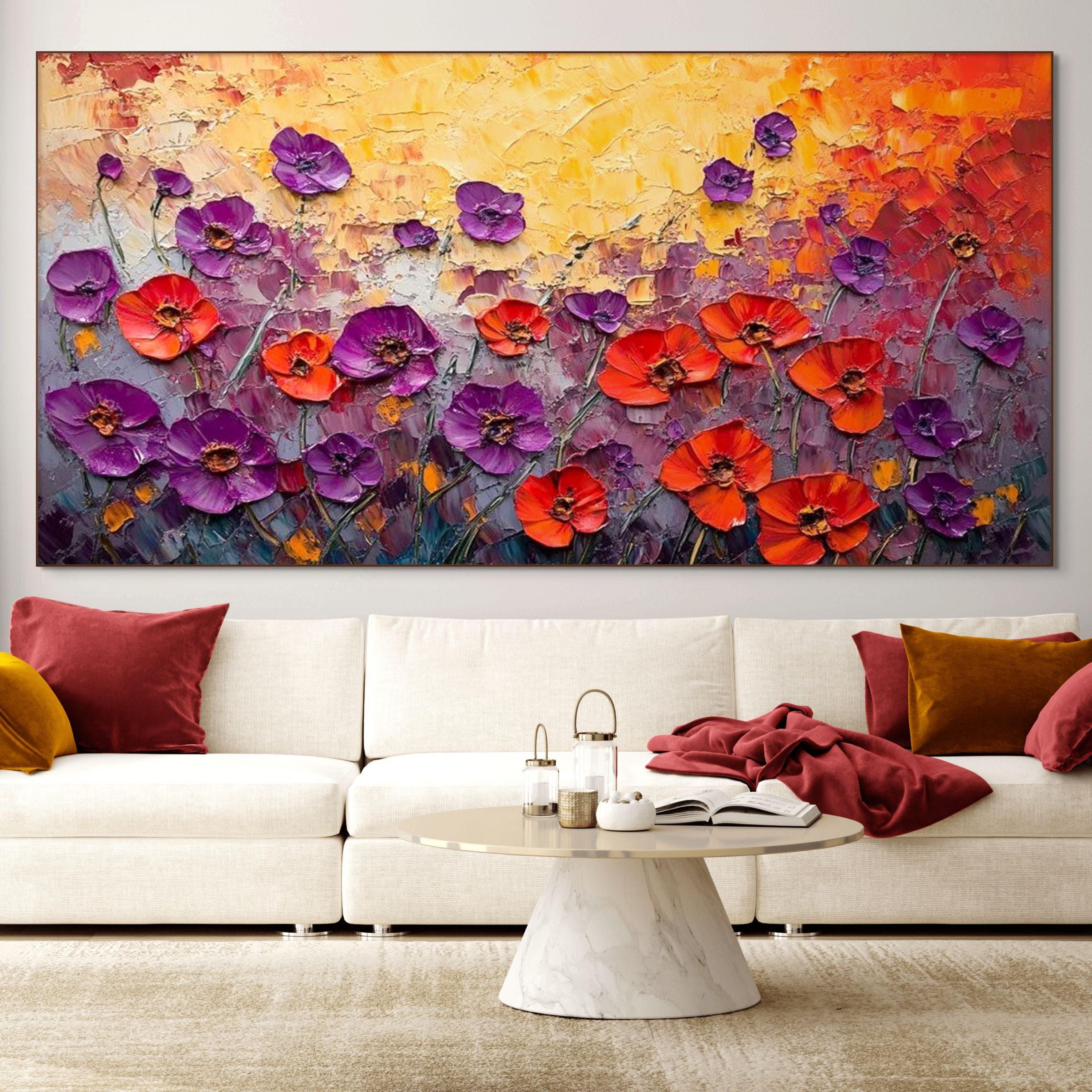 POPPY FIELD SYMPHONY: Multicolor Floral Oil Painting