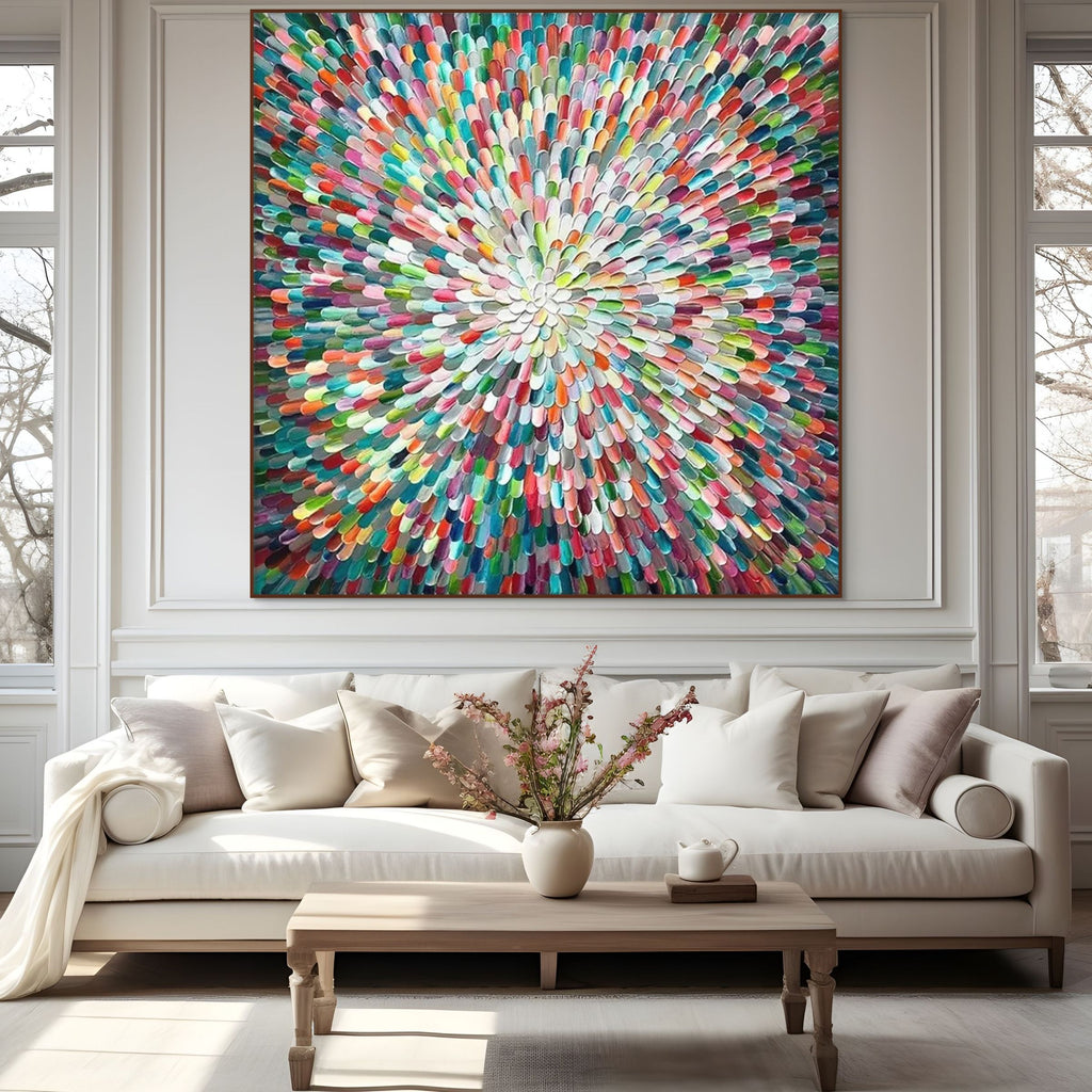 RADIANT BLOOM: Multicolor Radiant Impasto Canvas