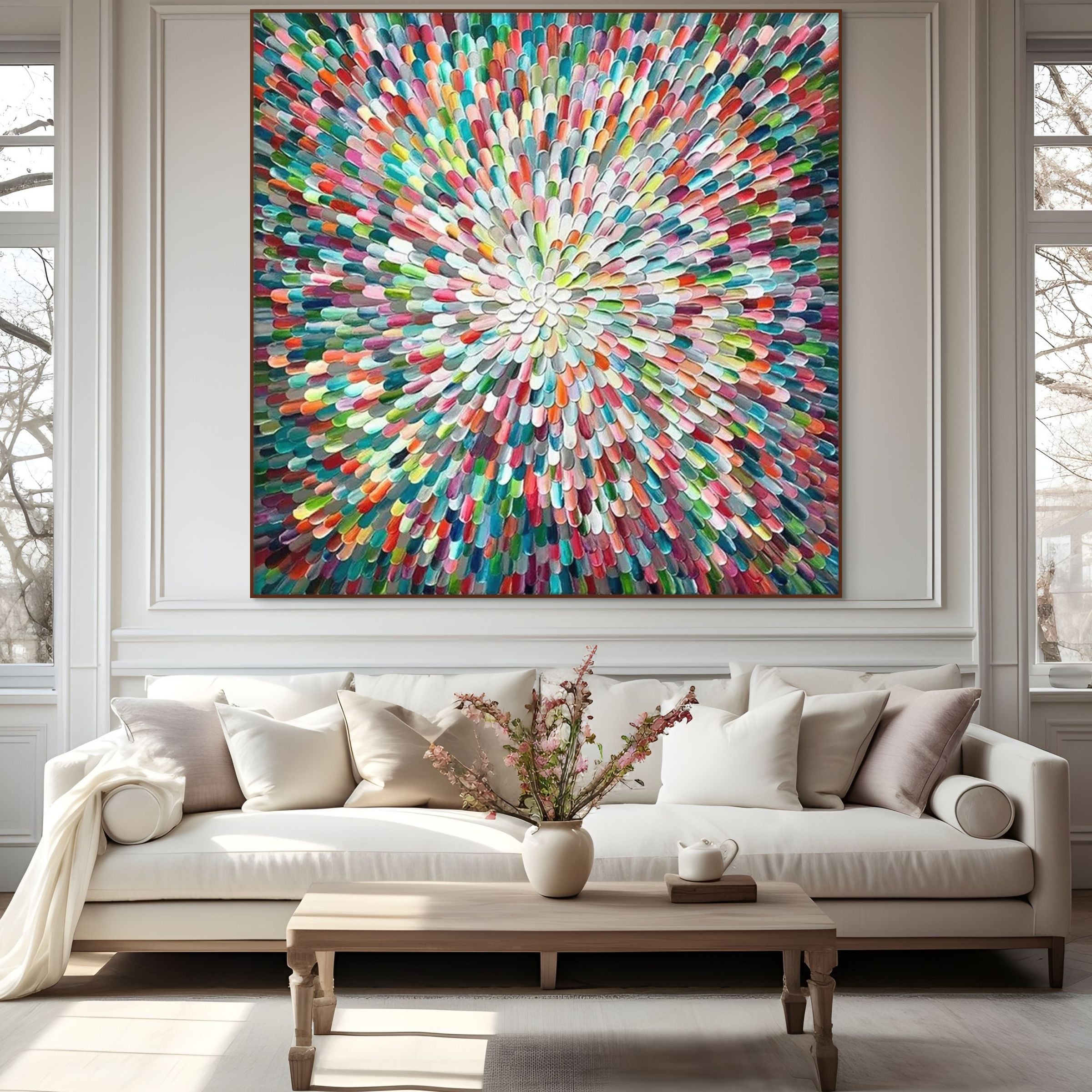 RADIANT BLOOM: Multicolor Radiant Impasto Canvas