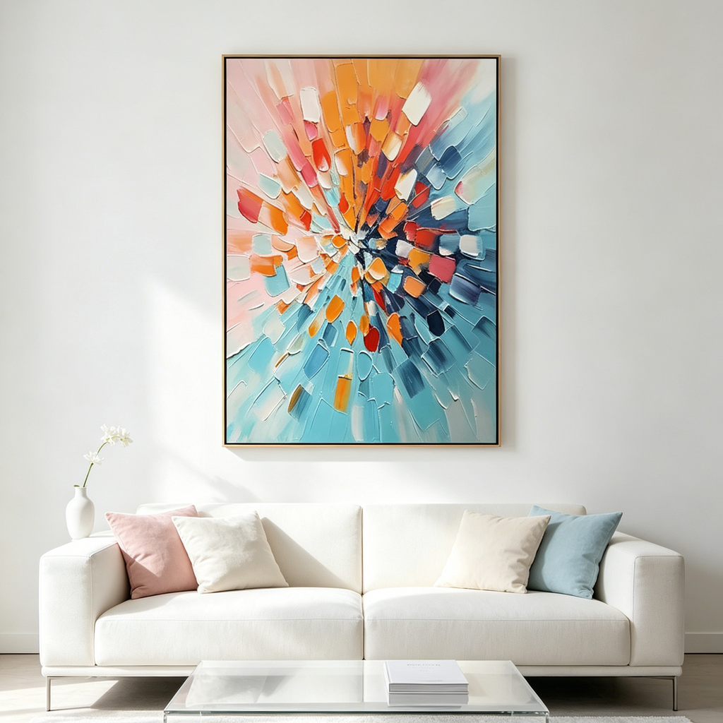 RADIANT BURST: Impasto Multicolored Joyful Energy Canvas