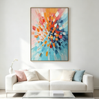 RADIANT BURST: Impasto Multicolored Joyful Energy Canvas