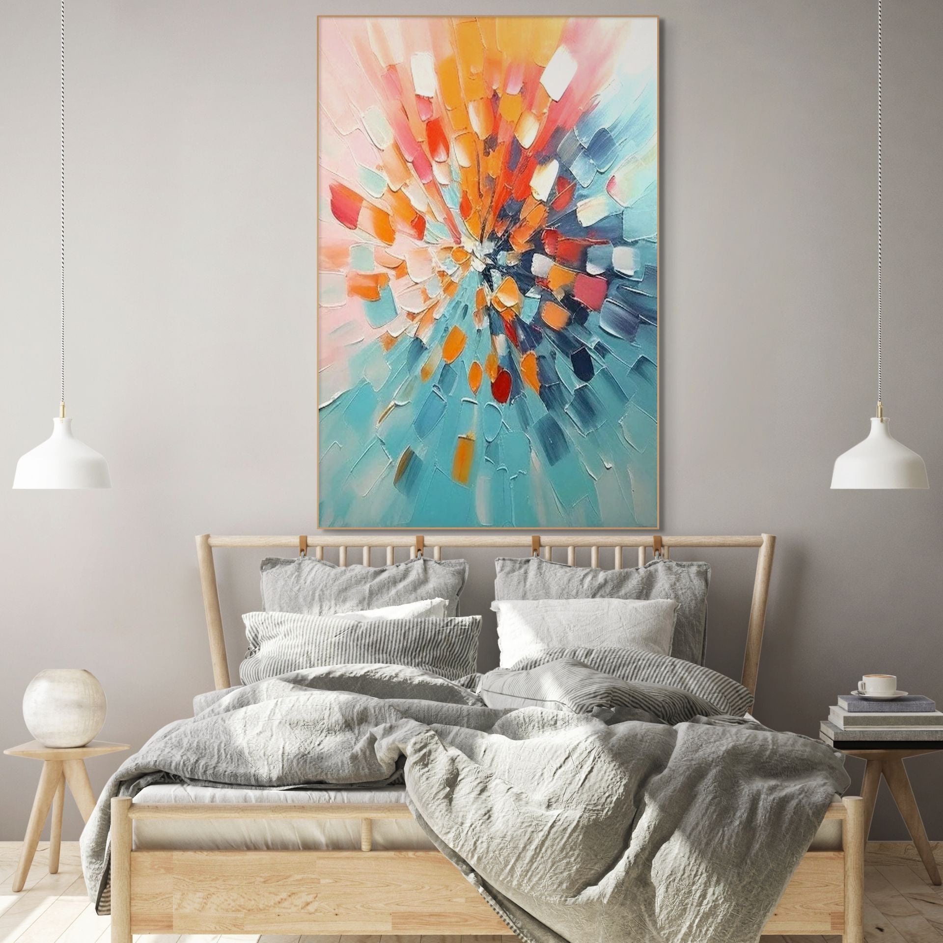 RADIANT BURST: Impasto Multicolored Joyful Energy Canvas