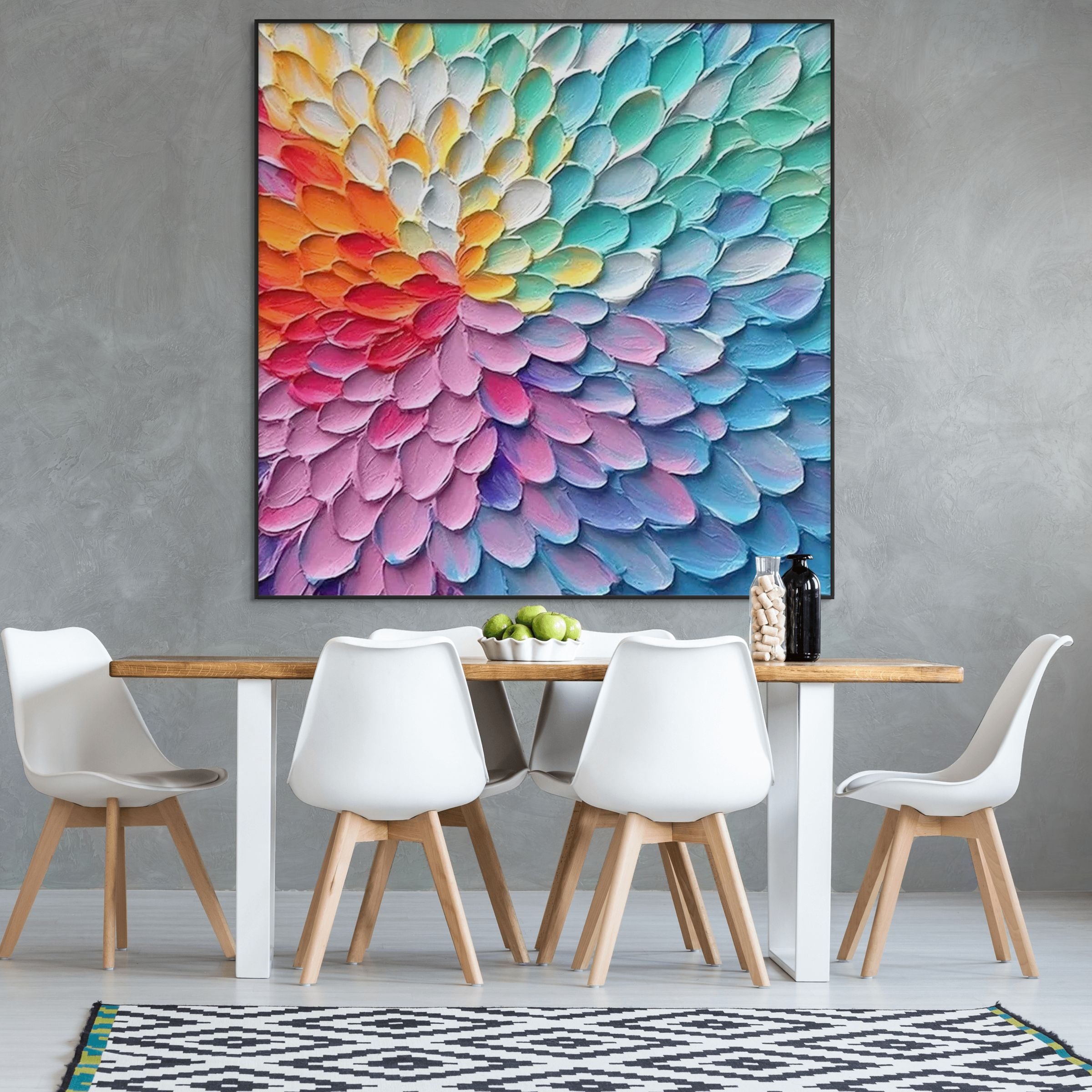 RAINBOW BURST: Impasto Vibrant Color Explosion Canvas
