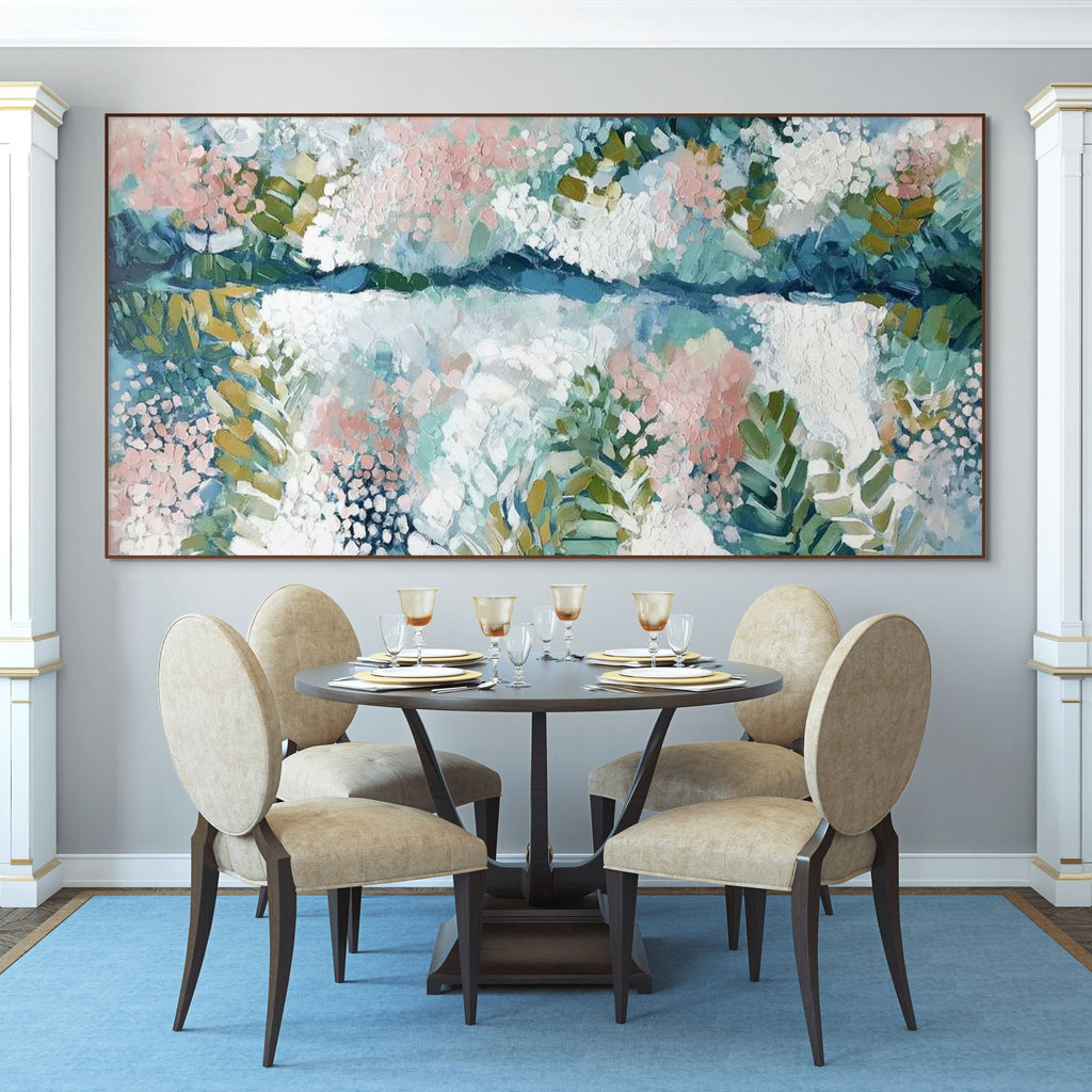RIVER OF PETALS: Textured Impasto Impressionistic Blossoms Canvas