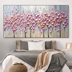 ROSEWOOD DAWN: Stylized Trees Pink Blossom Canvas