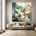 SECRET GARDEN: Impressionistic Soft Hue Square Floral Oil Canvas
