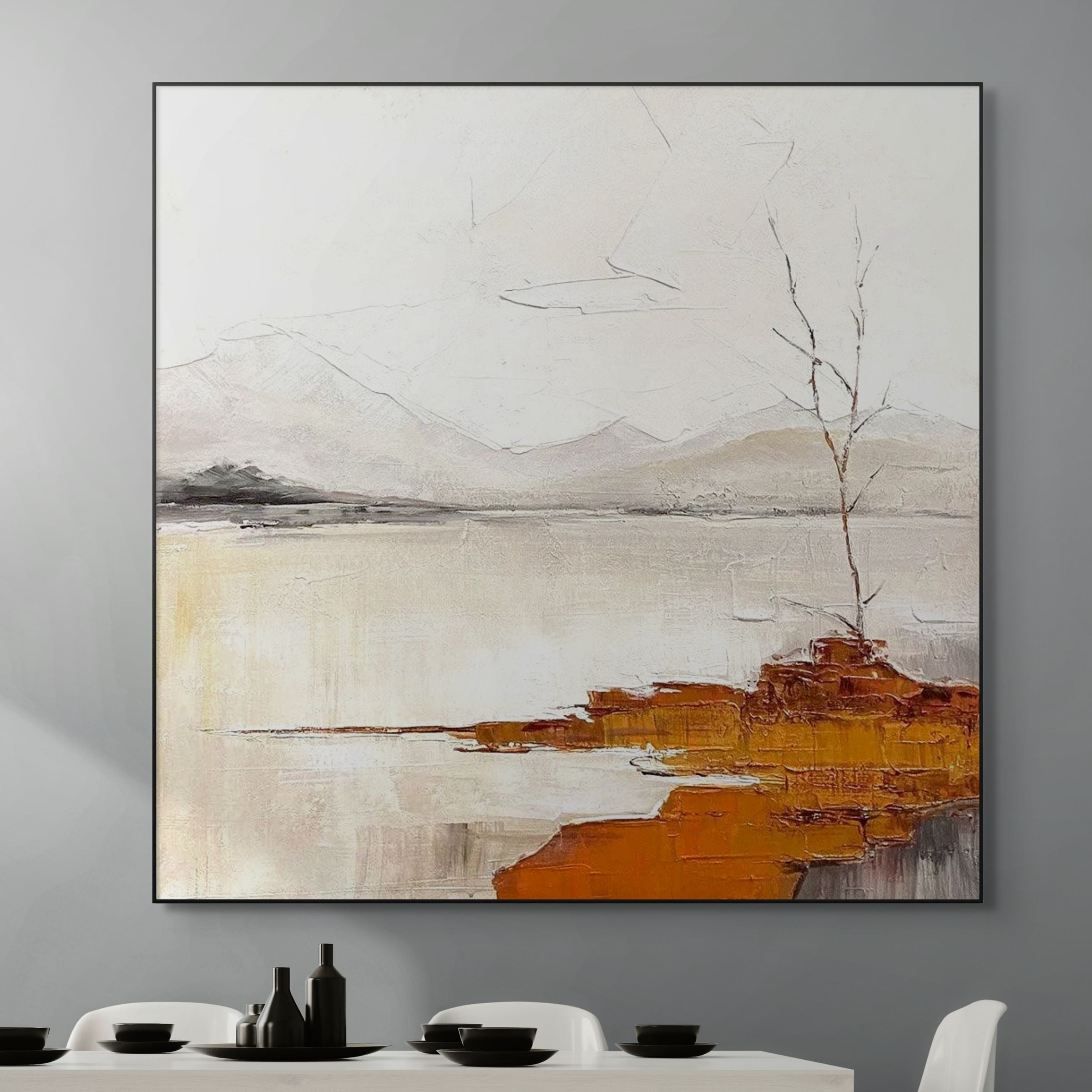 SERENE WATERS: Wabi Sabi Landscape Oil Painting