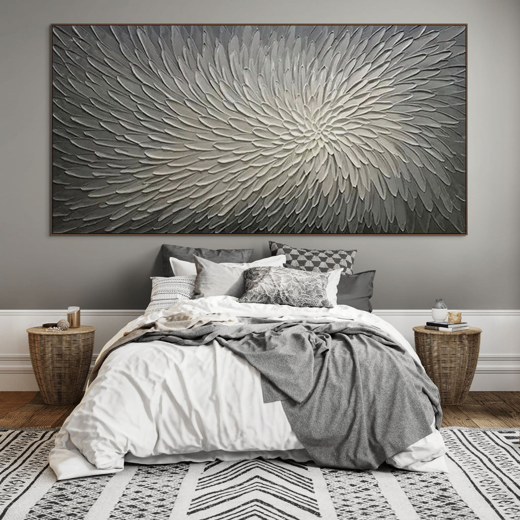 SILVER SWIRL: Textured Impasto Mesmerizing Swirl Canvas
