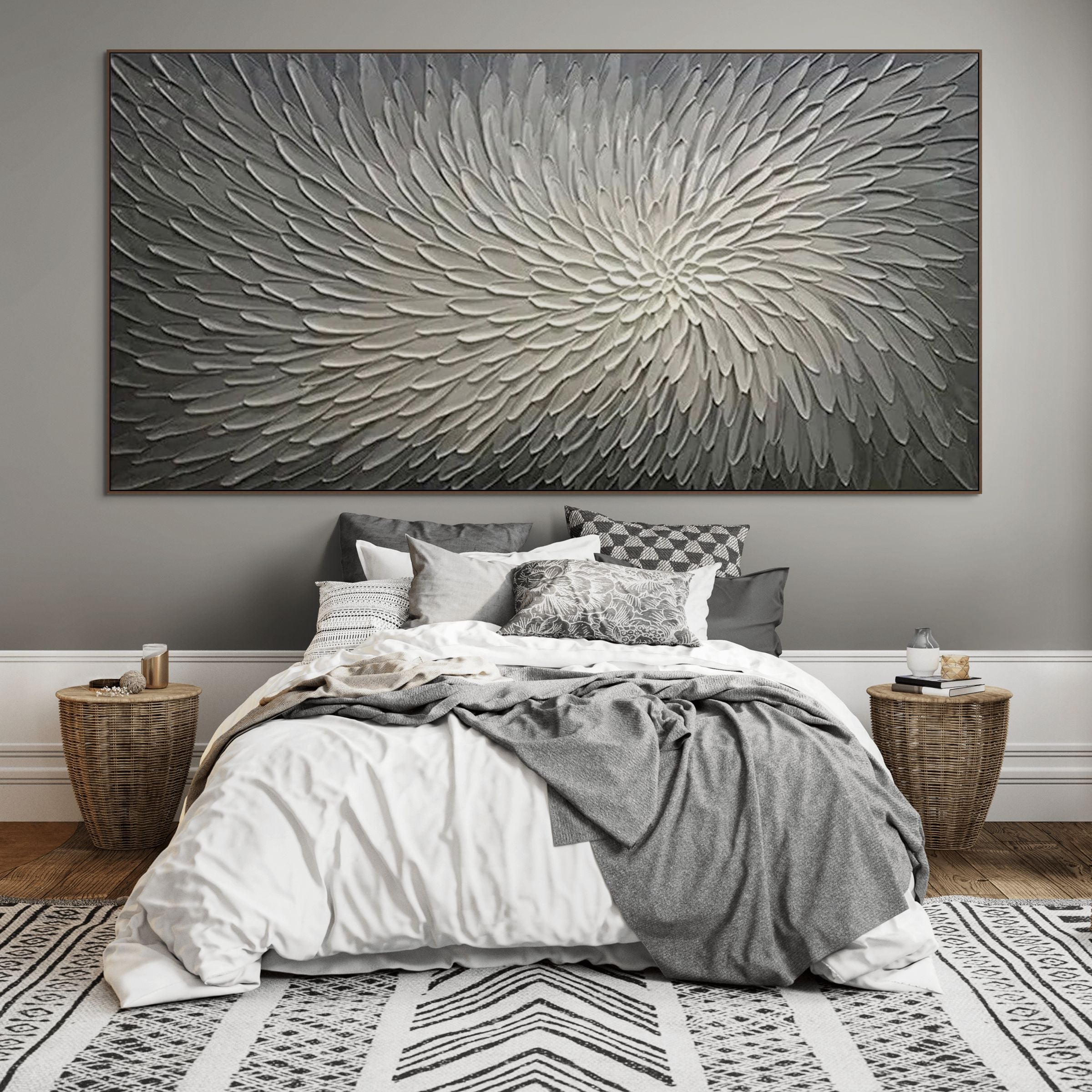 SILVER SWIRL: Textured Impasto Mesmerizing Swirl Canvas