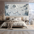 Snow Dance: Minimalist Ski Wall Art Calm Winter Landscape Decor