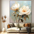 WHITE PEONY DUET: Square Two Peonies Oil Painting