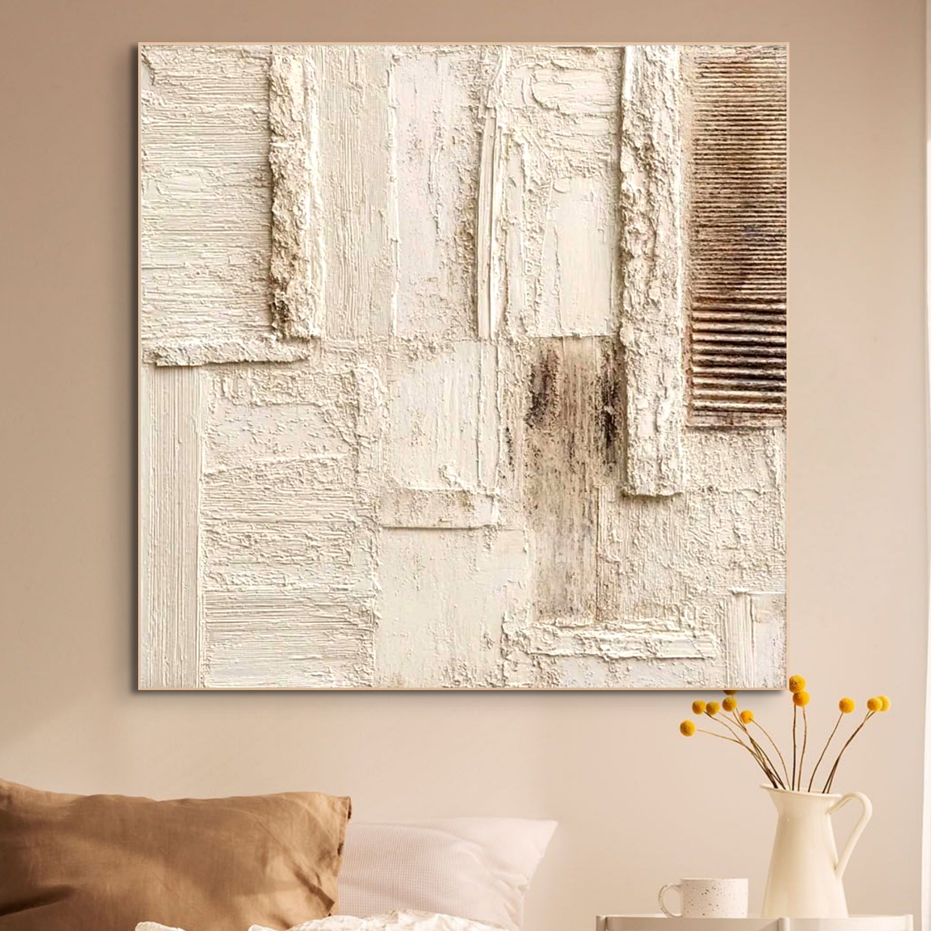 STRATA: Wabi Sabi Textured Abstract Painting in Neutral Beige Layers