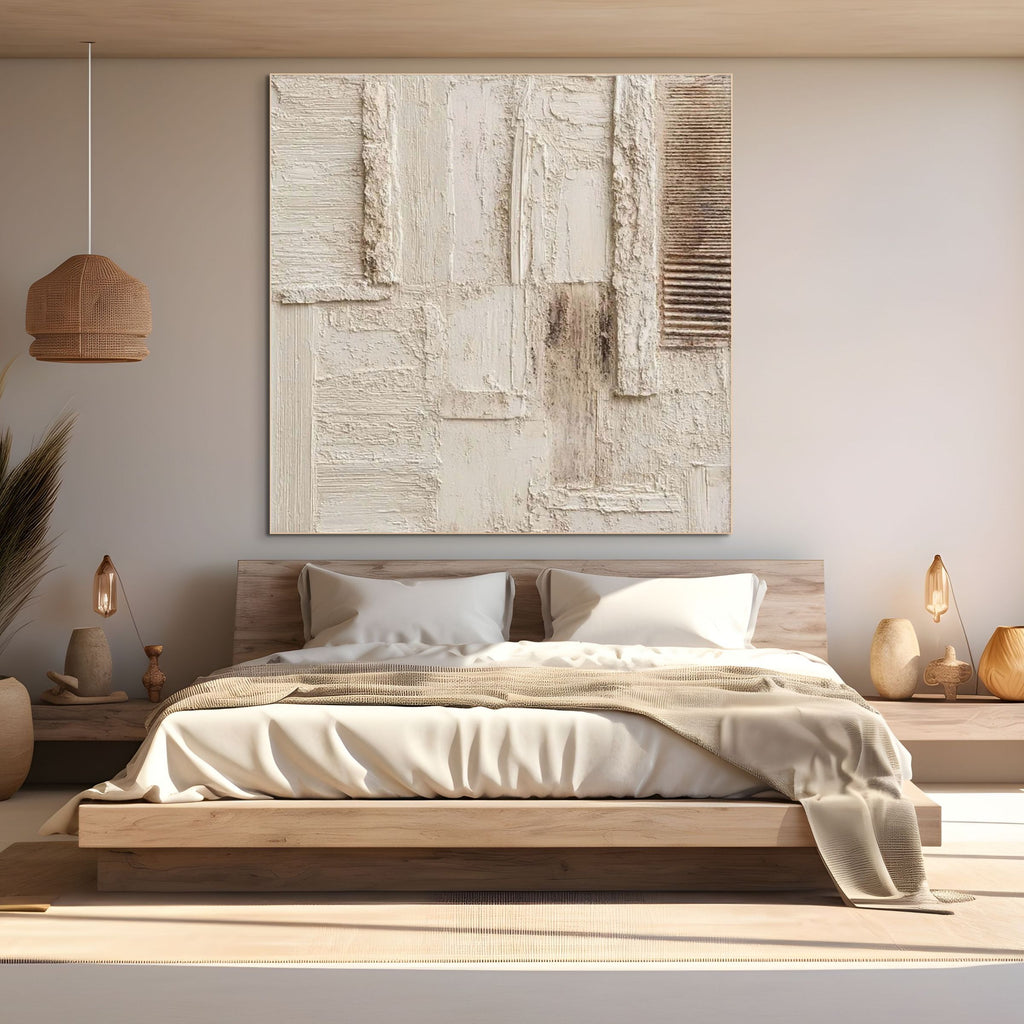 STRATA: Wabi Sabi Textured Abstract Painting in Neutral Beige Layers