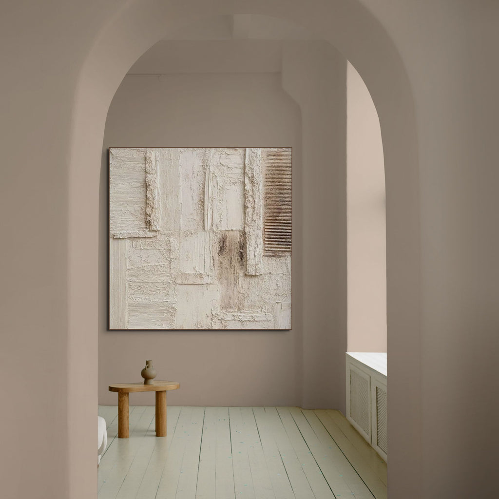 STRATA: Wabi Sabi Textured Abstract Painting in Neutral Beige Layers