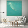 SUBMERGE: Minimalist Diver Painting in Calm Turquoise Blue