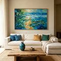 SUN-KISSED LAGOON: Impasto Golden Light Dancing On Serene Waters Canvas