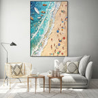SUN KISSED SHORES: Textured Aerial Beach Scene Canvas