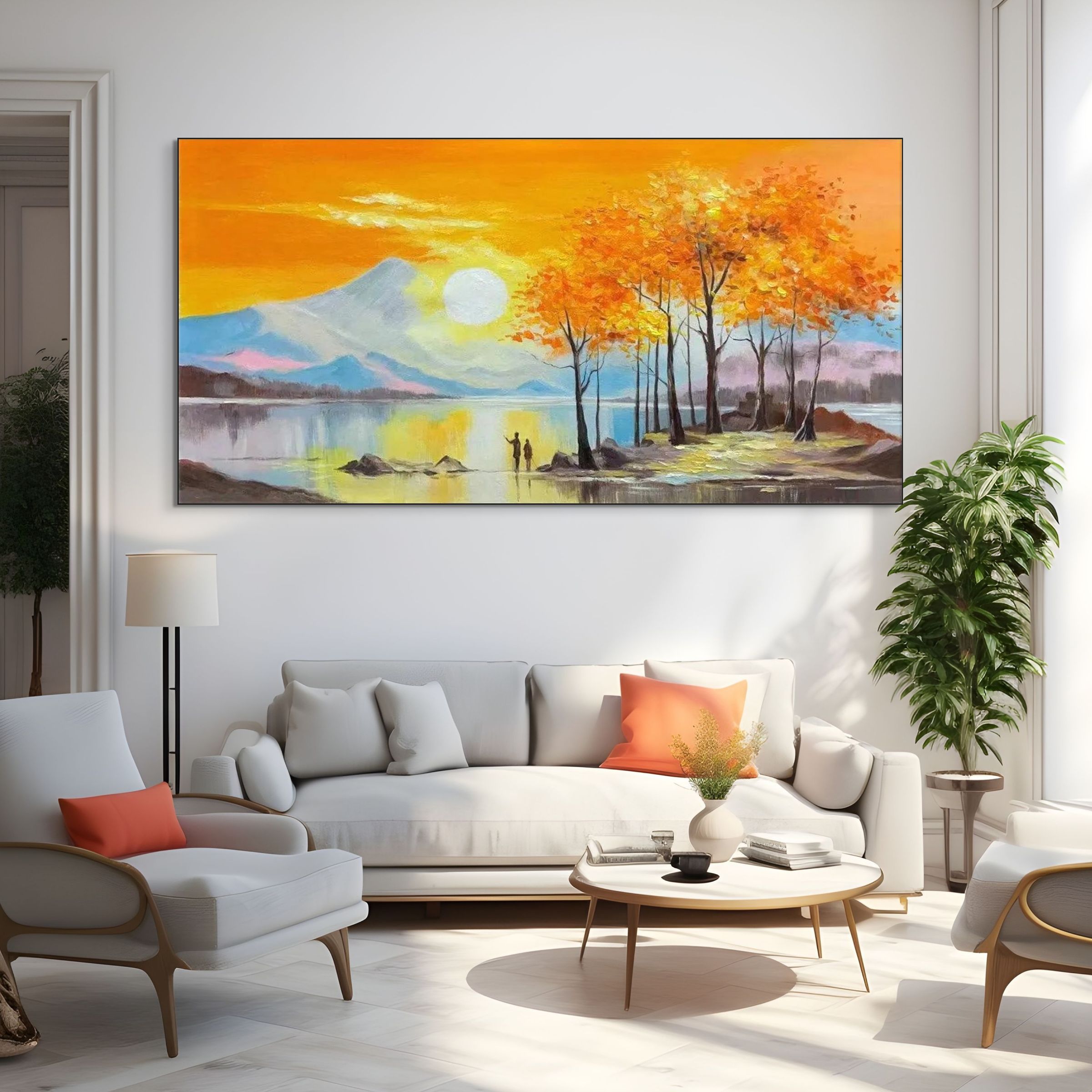 AUTUMN GLOW: Sunset Landscape Oil Painting