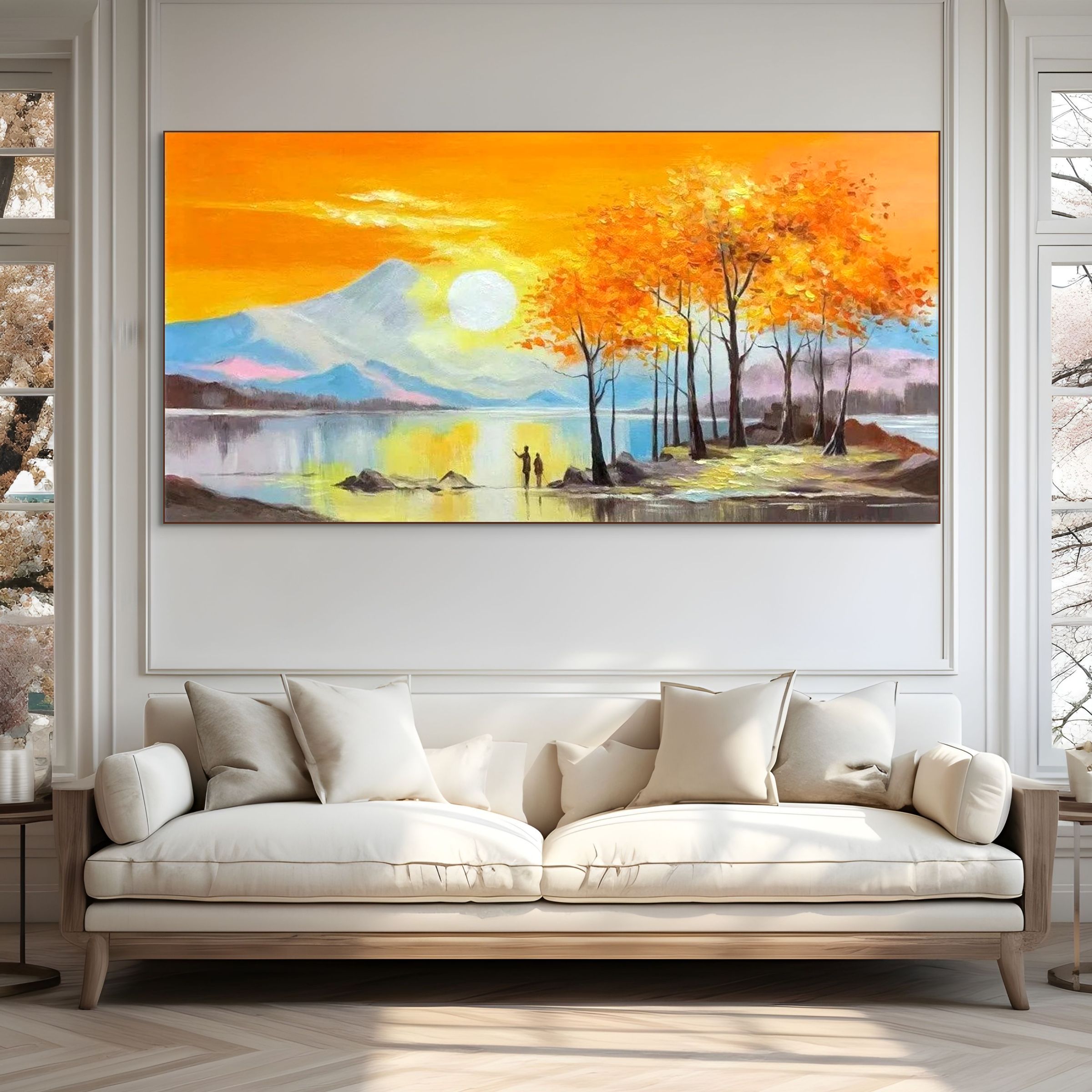 AUTUMN GLOW: Sunset Landscape Oil Painting
