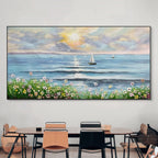 SUNSET SAIL: Textured Warm Sunset Sailboats Canvas