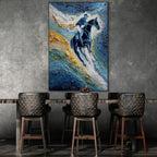 SURGE OF POWER: Textured Impasto Equestrian Art Horse Rider Thunder Force