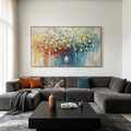 SYMPHONY IN BLOOM: Impasto Fiery Oranges Tranquil Blues Explosion Canvas