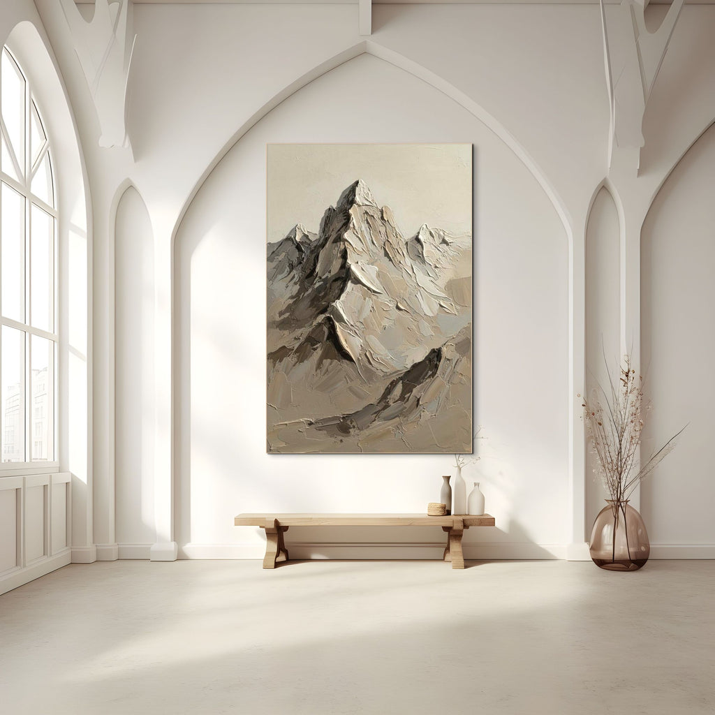 TERRA PEAK: Wabi Sabi Textured Mountain Landscape Impasto Painting