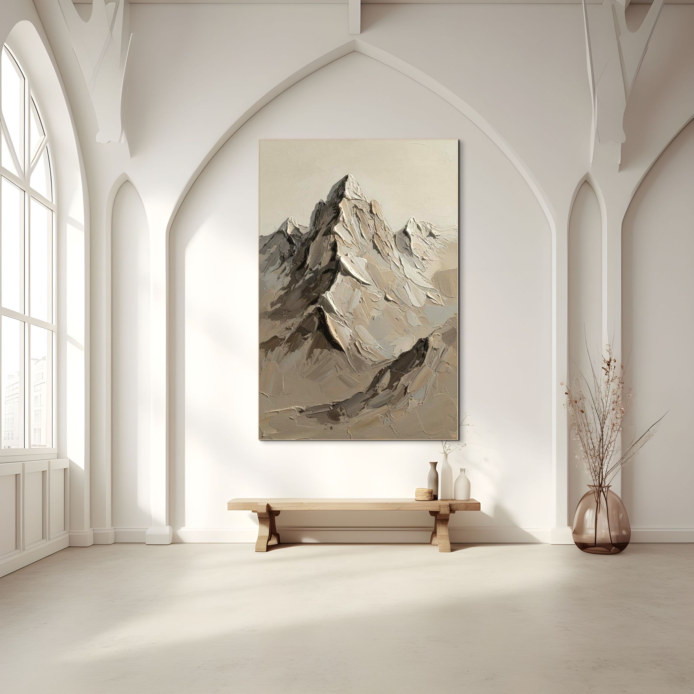 TERRA PEAK: Wabi Sabi Textured Mountain Landscape Impasto Painting