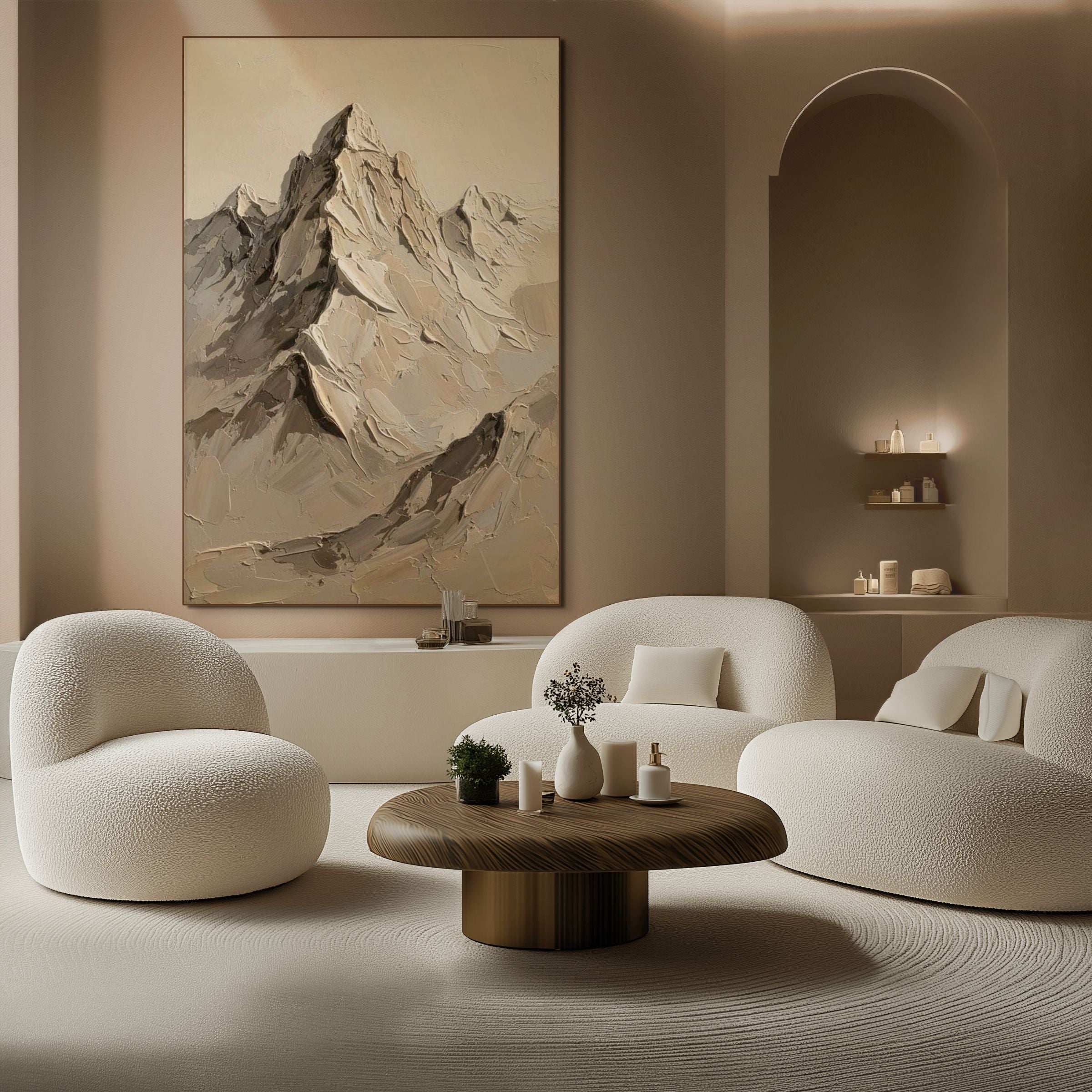 TERRA PEAK: Wabi Sabi Textured Mountain Landscape Impasto Painting