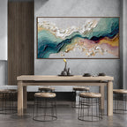 TERRAFLUX: Impasto Tranquil Teals Sun Kissed Golds Flowing Canvas