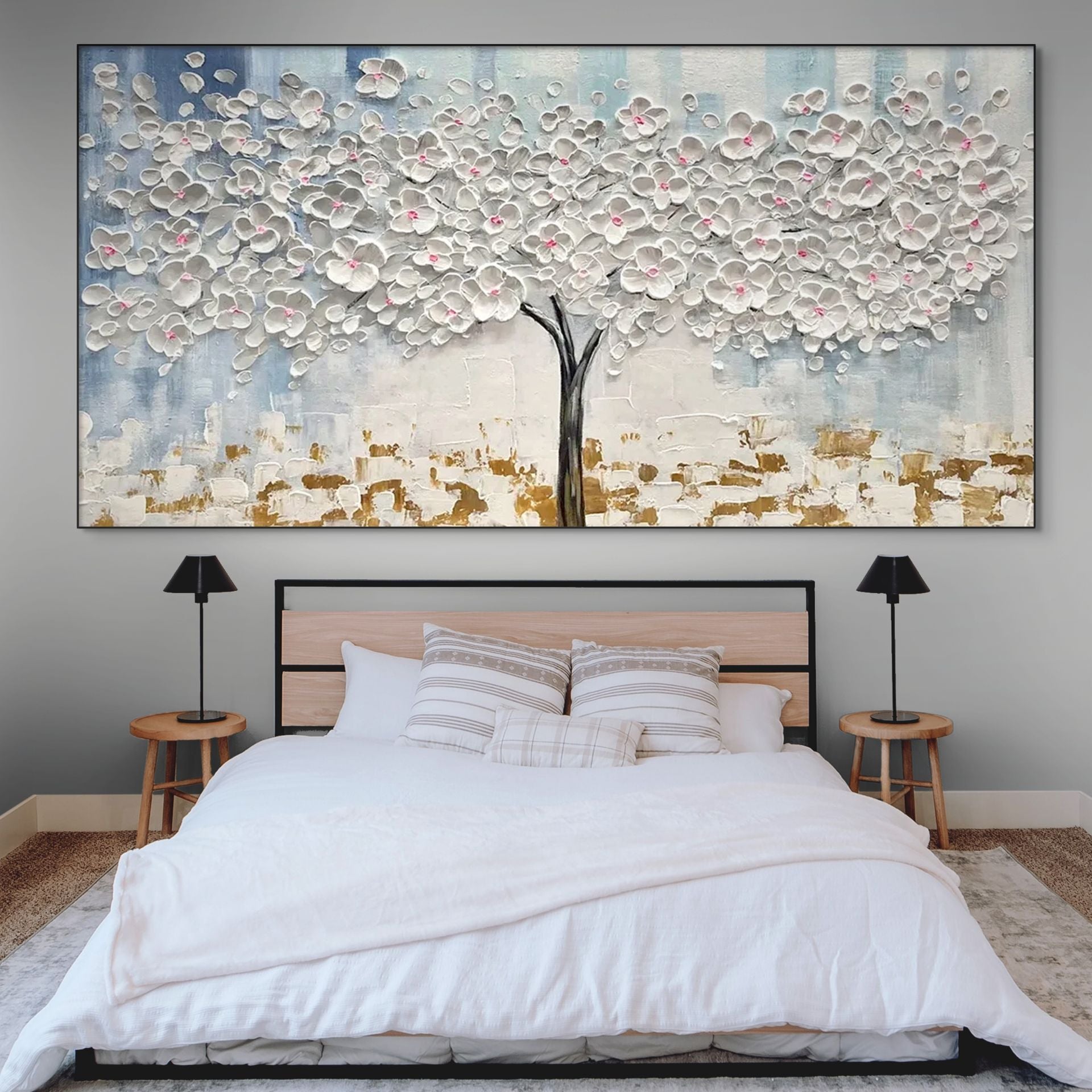 BLOSSOM DREAM: Impasto 3D Flower Tree Canvas
