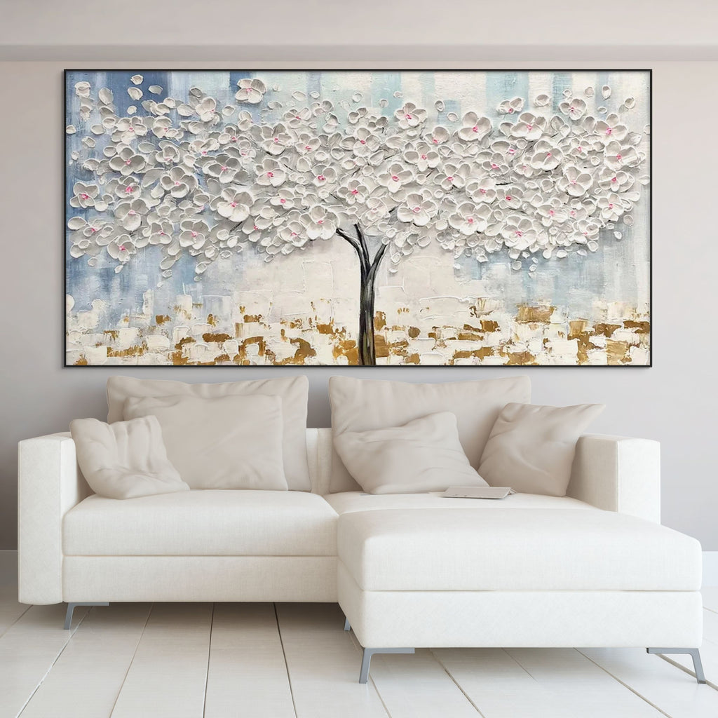 BLOSSOM DREAM: Impasto 3D Flower Tree Canvas