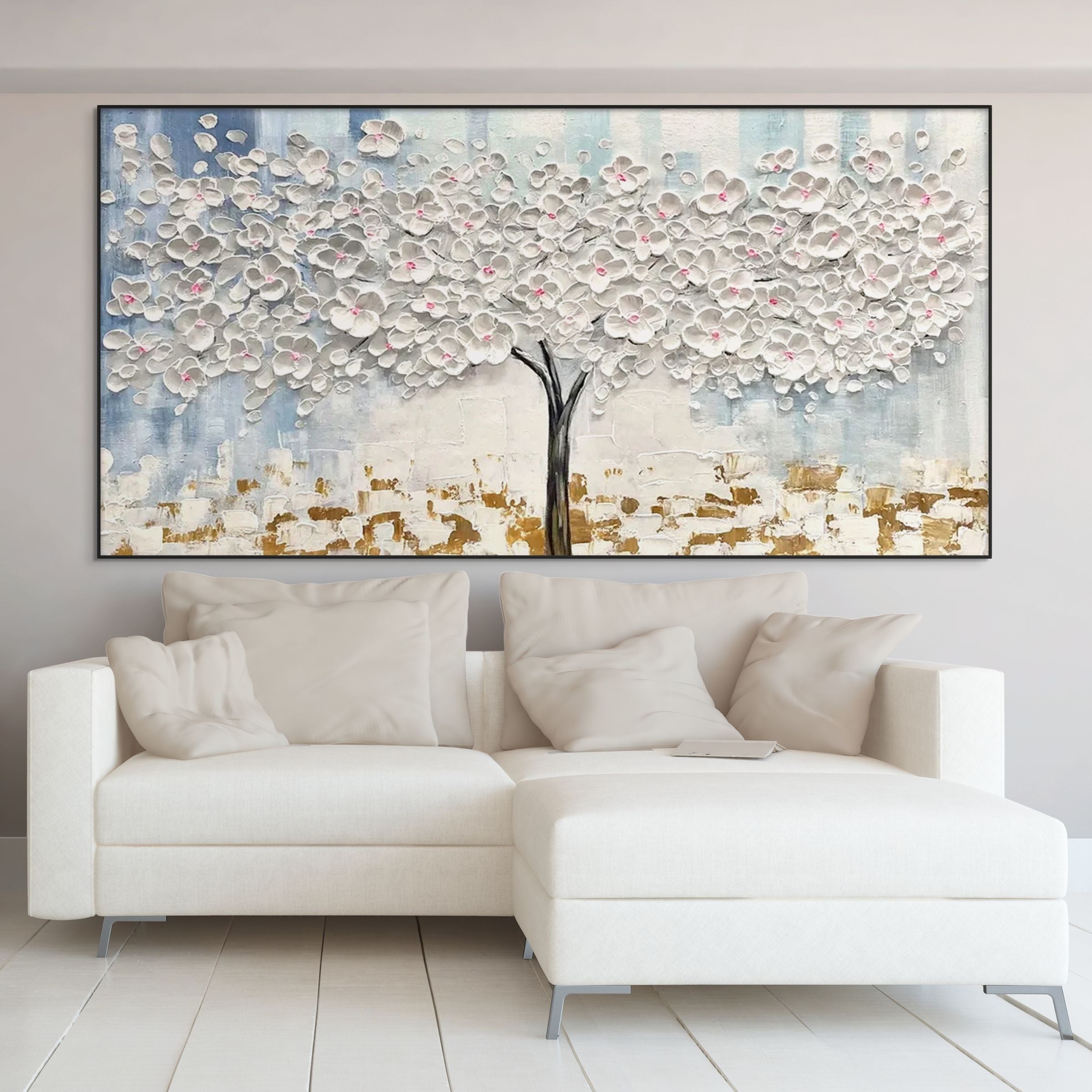 BLOSSOM DREAM: Impasto 3D Flower Tree Canvas