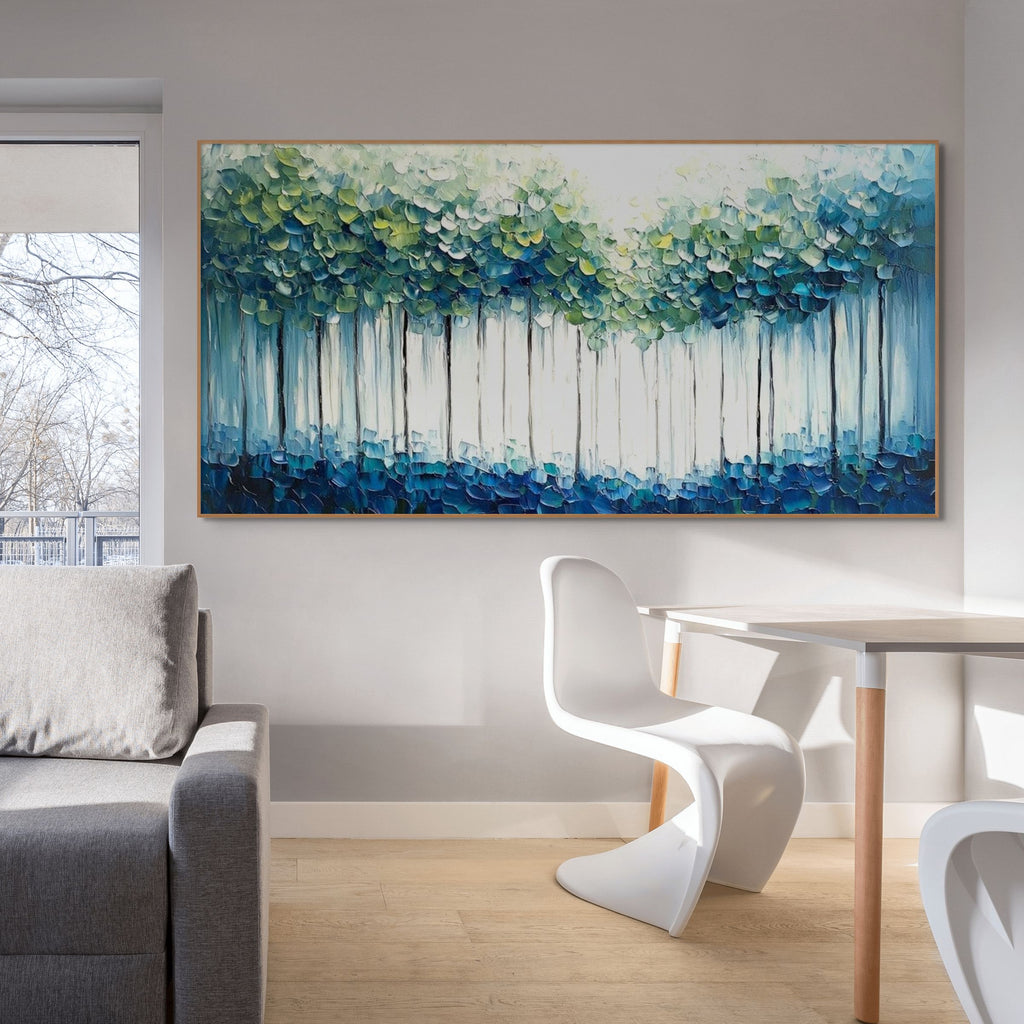 FOREST WHISPERS: Textured Lush Cool Tone Forest Canvas