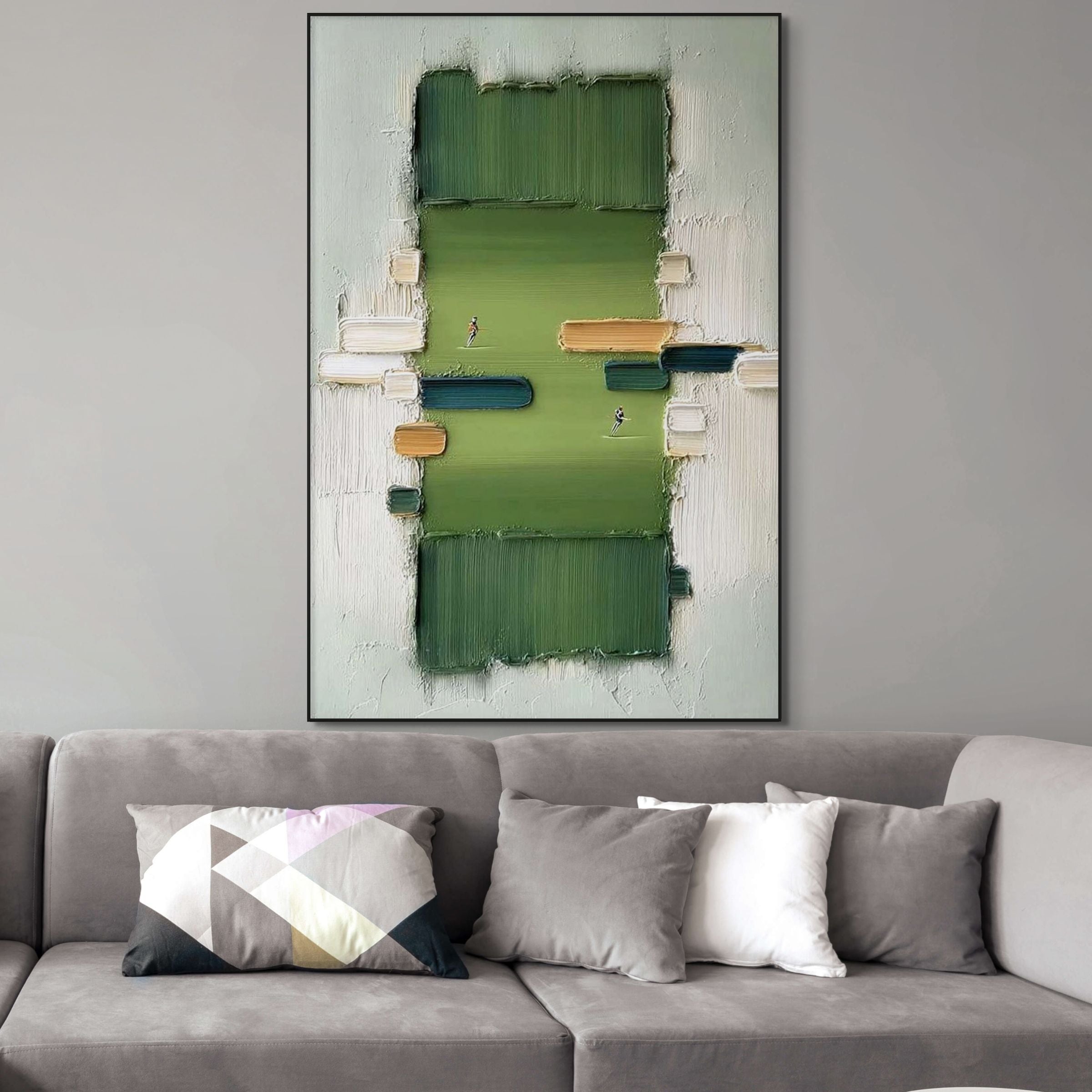 THE ARENA: Textured Abstract Sports Art Deep Green Minimalist Field