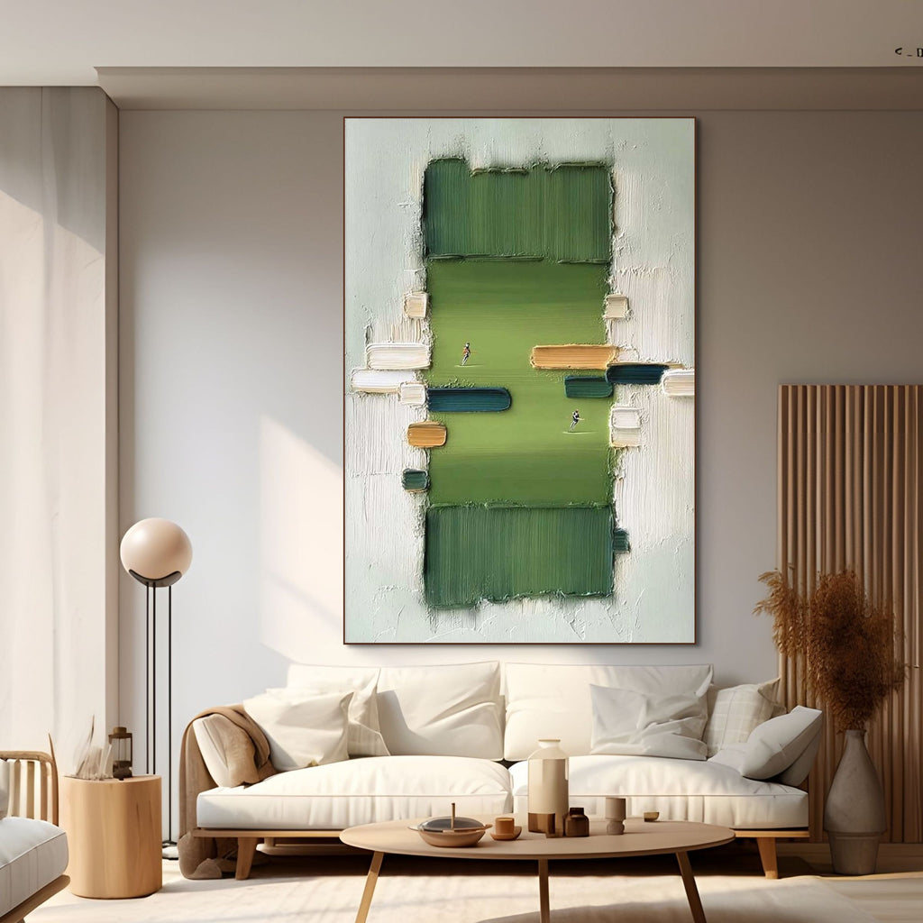 THE ARENA: Textured Abstract Sports Art Deep Green Minimalist Field