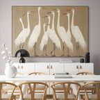 THE GATHERING: Wabi Sabi White Egrets Serene Flock Canvas