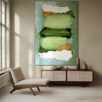 THE LONG RUN: Textured Abstract Landscape Green Endurance Runner Art