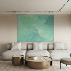 TIDAL CHASE: Textured Aerial Surf Art with Vibrant Turquoise Waves