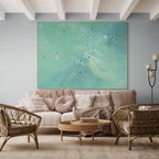 TIDAL CHASE: Textured Aerial Surf Art with Vibrant Turquoise Waves