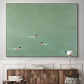 TIDAL GLIDE: Minimalist Textured Swimmer Art